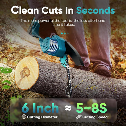 Skorter | Cordless Mini Chainsaw 6 Inch with LED Light & 21V Battery – TimberCut