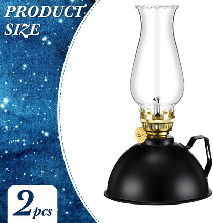 Skorter | Vintage-Style Glass & Metal Oil Lamps Set of 2 – Ardin