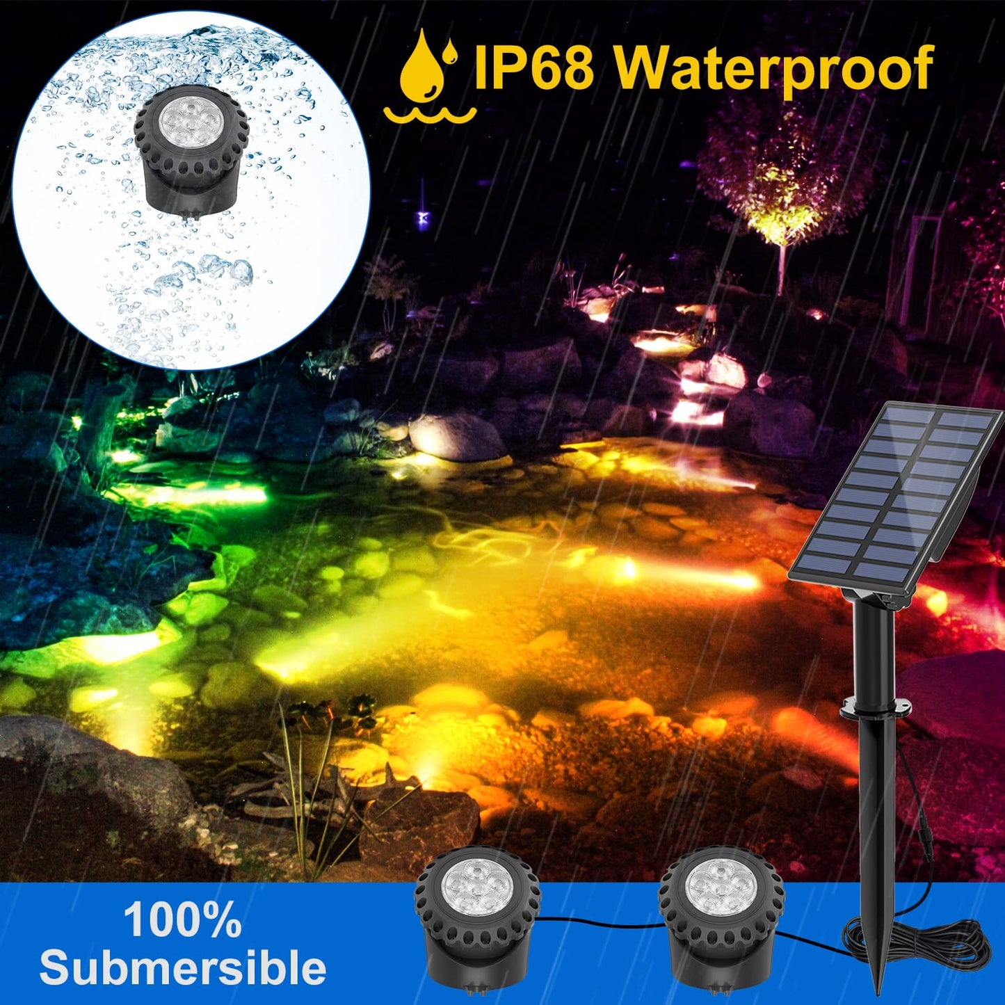Skorter | T-Sun Sol Rgb Female Light - Ip68 Waterproof Submersible Led For Aquarium & Garden (2 Lights)