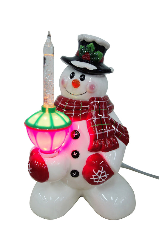 Skorter | Revive Snowman Night Light - Glitter Bubble Ceramic - Red Decorative Lamp for Kids