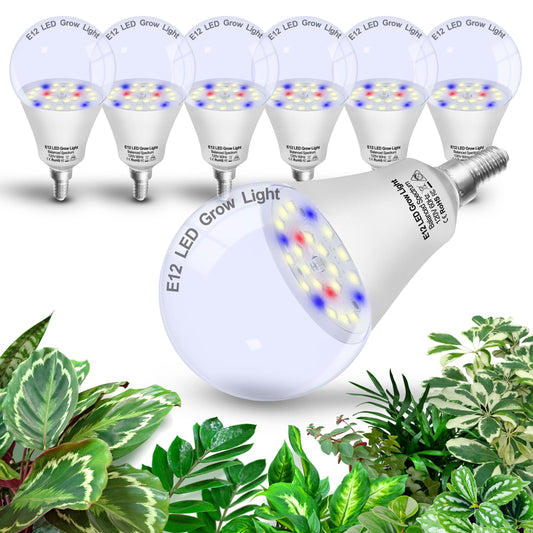 Skorter | Alide Growth Light Bulbs E12, 10W Full Spectrum Led, 5000K Red Blue For Indoor Plants, 6