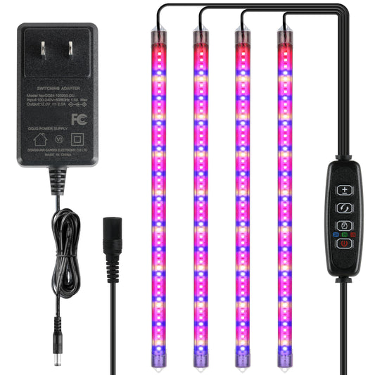 Skorter | Ipower 60W LED Grow Light Strips, Full Spectrum, 4 Tubes, Automatic Ticker, 10 Dimmable Levels