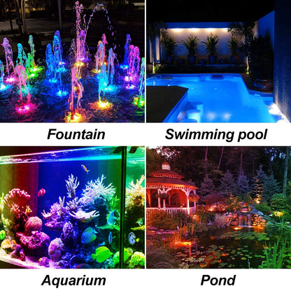 Skorter | T-Sun 5-Head Rgb Solar Energy Pond Lights, Submersible Spotlights For Garden, Fountain, Pool Decor