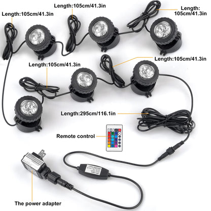 Skorter | Crepow Rgb Ladies Lights With Timer, Ip68 Waterproof Underwater Spotlights (Set Of 6)