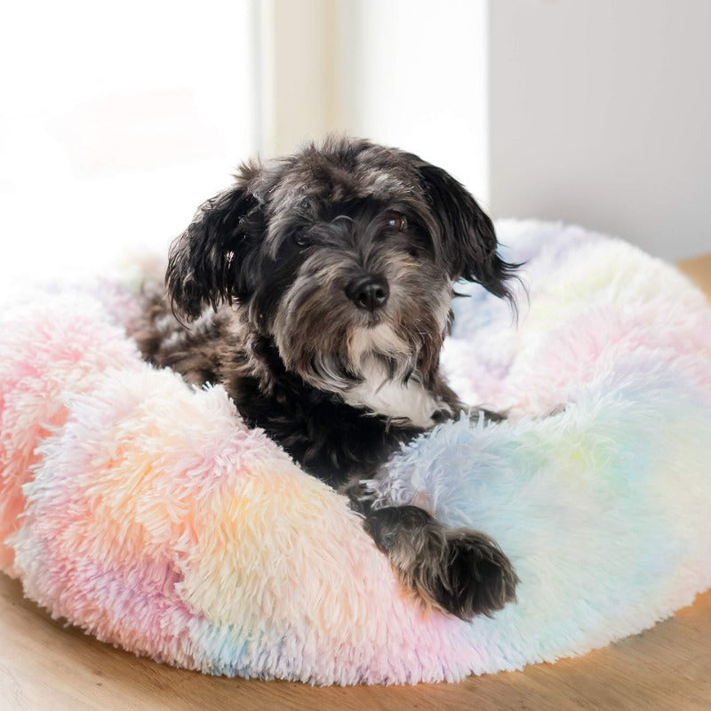 Skorter | Beef Rainbow Extra Plush Calming Donut Dog Beds
