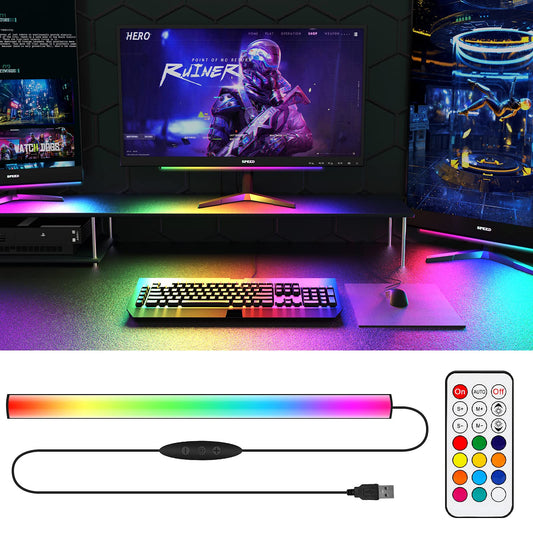 Skorter | Willed Rgb Under Monitor Light Bar, Led Gaming Light With Remote Control For Desktop Setup