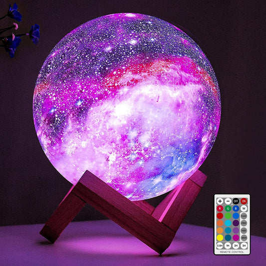 Skorter | Brightworld 5.9" Moon Lamp - 16 Colors LED 3D Galaxy Night Light With Remote Control & Touch Control