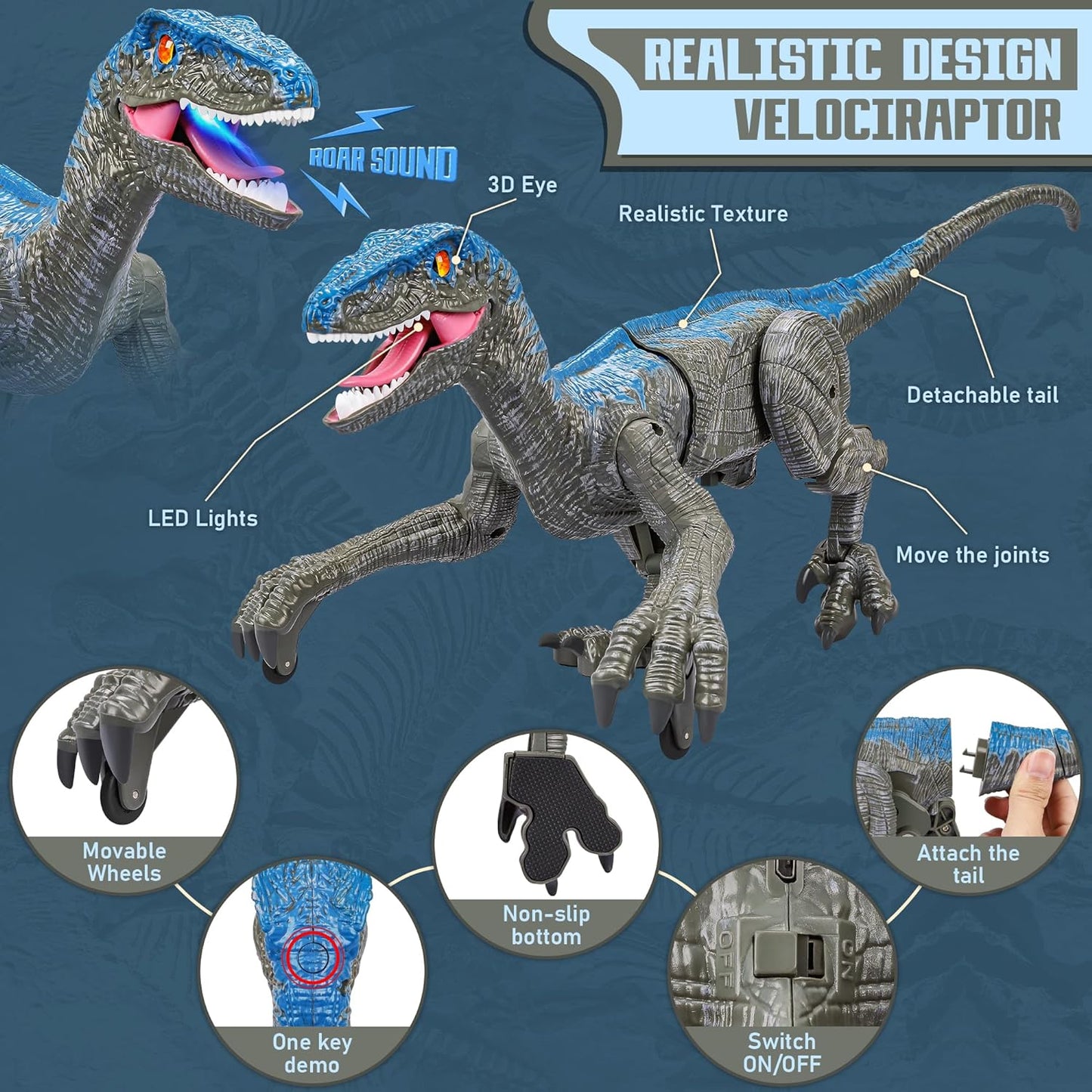 Skorter | RaptorMove – Remote Control Dinosaur Toy with Sound, LED and Realistic Movements