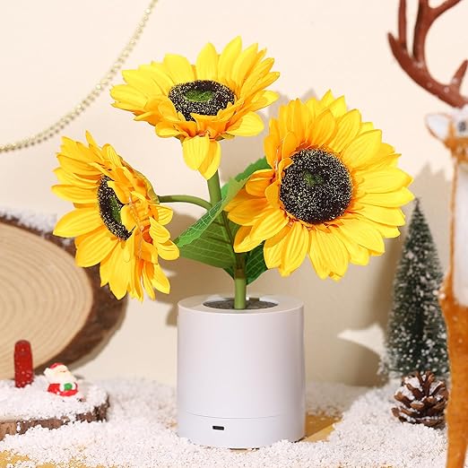 Skorter | LED Sunflower Table Lamp - Decorative Lighting Fixture for Home Decor & Nightstand Use