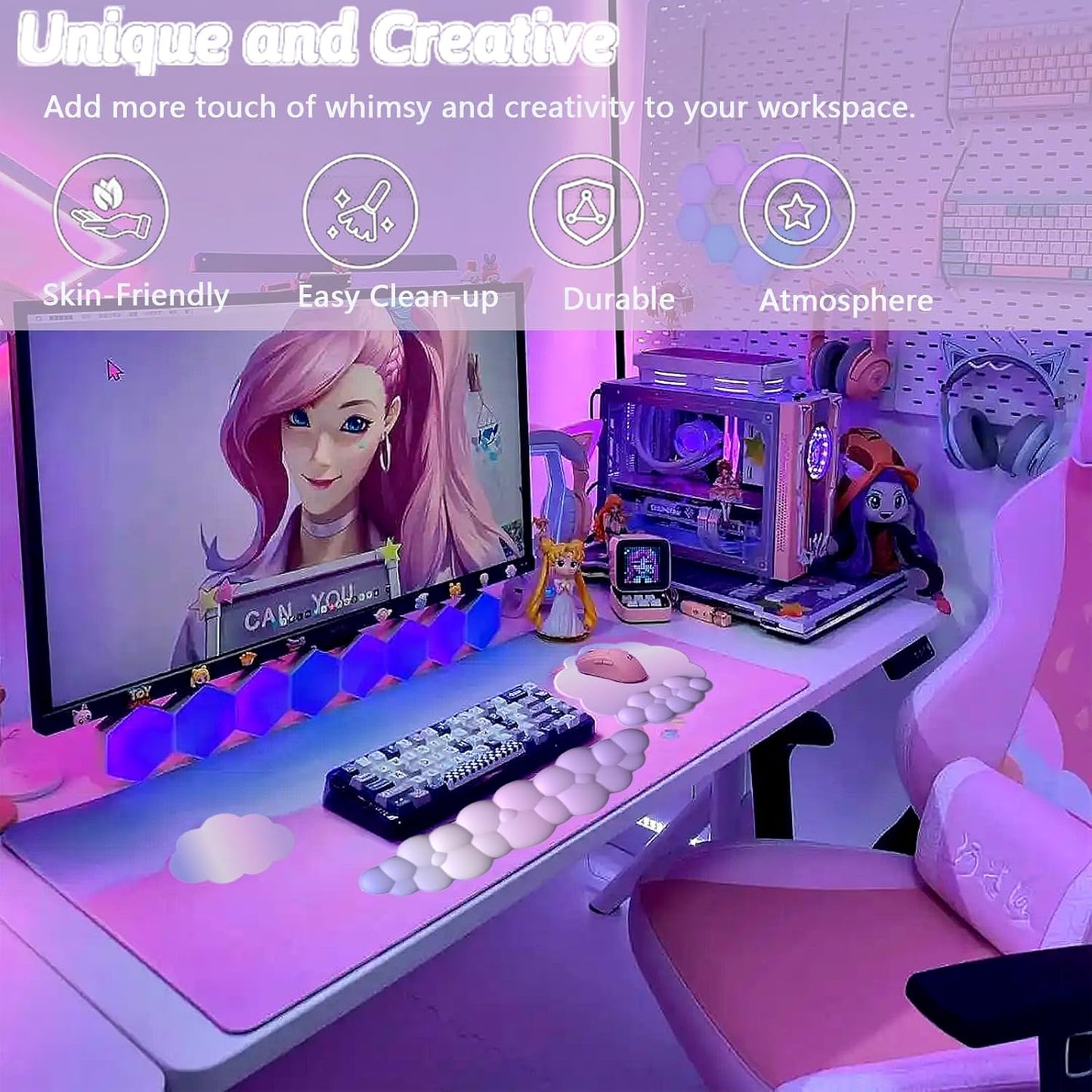 Skorter | Cloud-Shaped Ergonomic Wrist Rest Set with Mouse Pad & Coaster – Zeyora