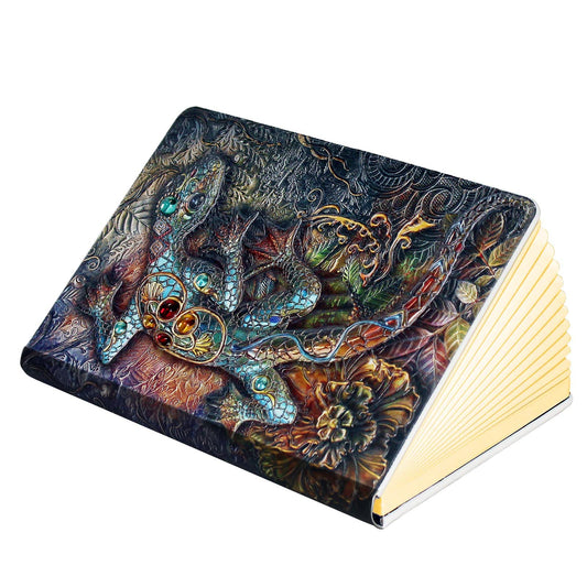 Skorter | Qxmgcbok Color Change Foldable Book Lamp - Rechargeable Lizard Embossing Ambient Lighting