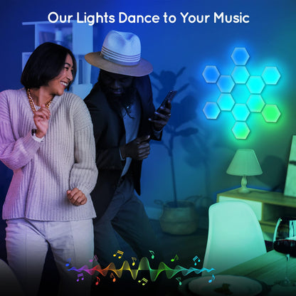 Skorter | Lumoonosity Dream Color Led Hexagon Lights - Music Sync Rgb Wall Panels, 6-Pack For Bedroom & Gaming