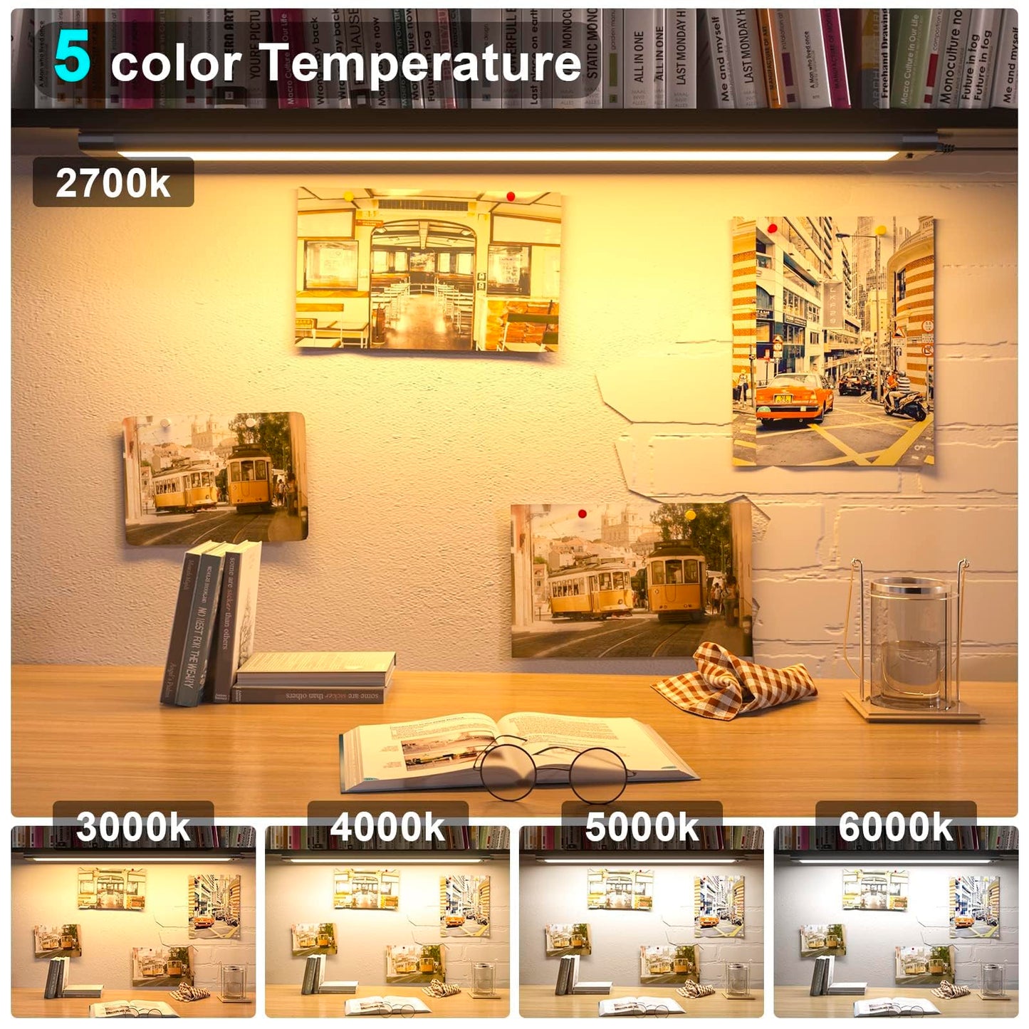 Skorter | Wobane 24"&quot; LED Under Cabinet Lighting, Touchless Dimming, Warm White To White, Black