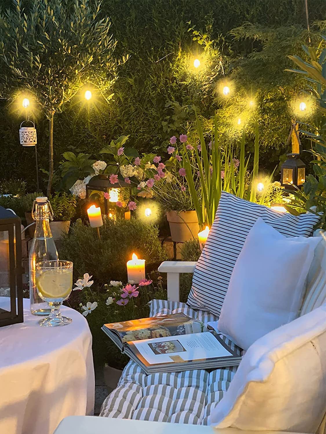 Skorter | Festoon Lights Outdoor, 53FT/16M S14 Outdoor Garden LED String Lights, IP65 Waterproof Outdoor String Lights Main Power 2700K 15+1(Replacement) Bulbs for Outdoor Patio Terrace Yard Wedding Party