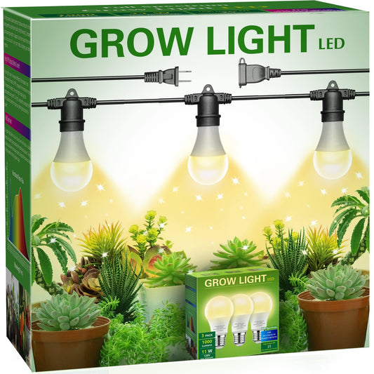 Skorter | Briignite Led Hanging Grow Light, 3 Replaceable Bulbs, Full Spectrum, 300W Equivalent