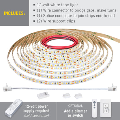 Skorter | Armacost Lighting 8.2 Foot White LED Tape Light, 120 LEDs/Meter, 2700K Warm White, Copper