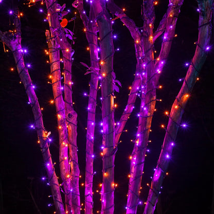 Skorter | Halloween LED String Lights – Purple and Orange Fairy Lights for Outdoor Terrace, Garden, Street, Home, Christmas, and Party Decor