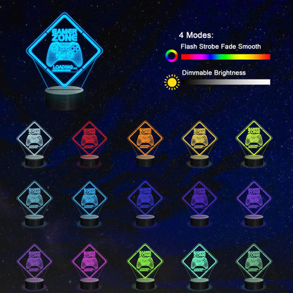 Skorter | Yuandian 3D Illusion Gamer Night Light - Multicolor Touch and Remote Control Lamp for Kids & Teens