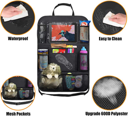 Skørter | ULEEKA Backseat Organizer with 10" Cup Holder, 9 Storage Pockets Backseat Protectors Kick Mats for Kids Toddlers, Travel Gear, Black, 2 Pack