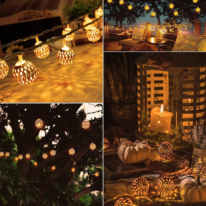 Skorter | Moriluxe – Moroccan Style Solar String Lights with Warm White Glow & Weatherproof Design