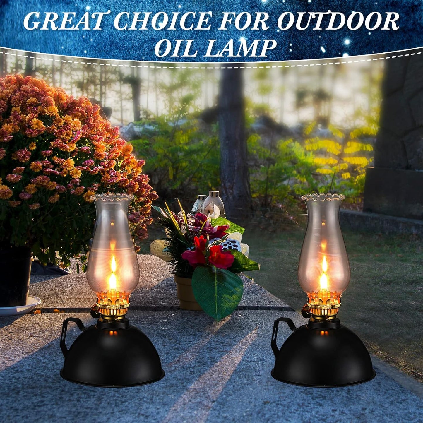 Skorter | Vintage-Style Glass & Metal Oil Lamps Set of 2 – Ardin