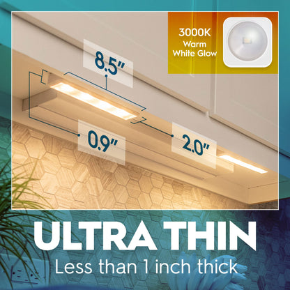 Skorter | Brilliant Evolution 4-Pack Wireless LED Under Cabinet Light Sources with Remote Control - 3000K Warm White