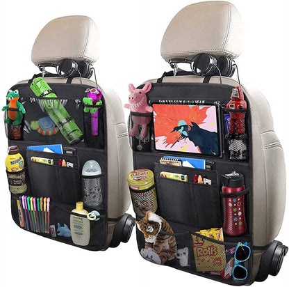 Skørter | ULEEKA Backseat Organizer with 10" Cup Holder, 9 Storage Pockets Backseat Protectors Kick Mats for Kids Toddlers, Travel Gear, Black, 2 Pack