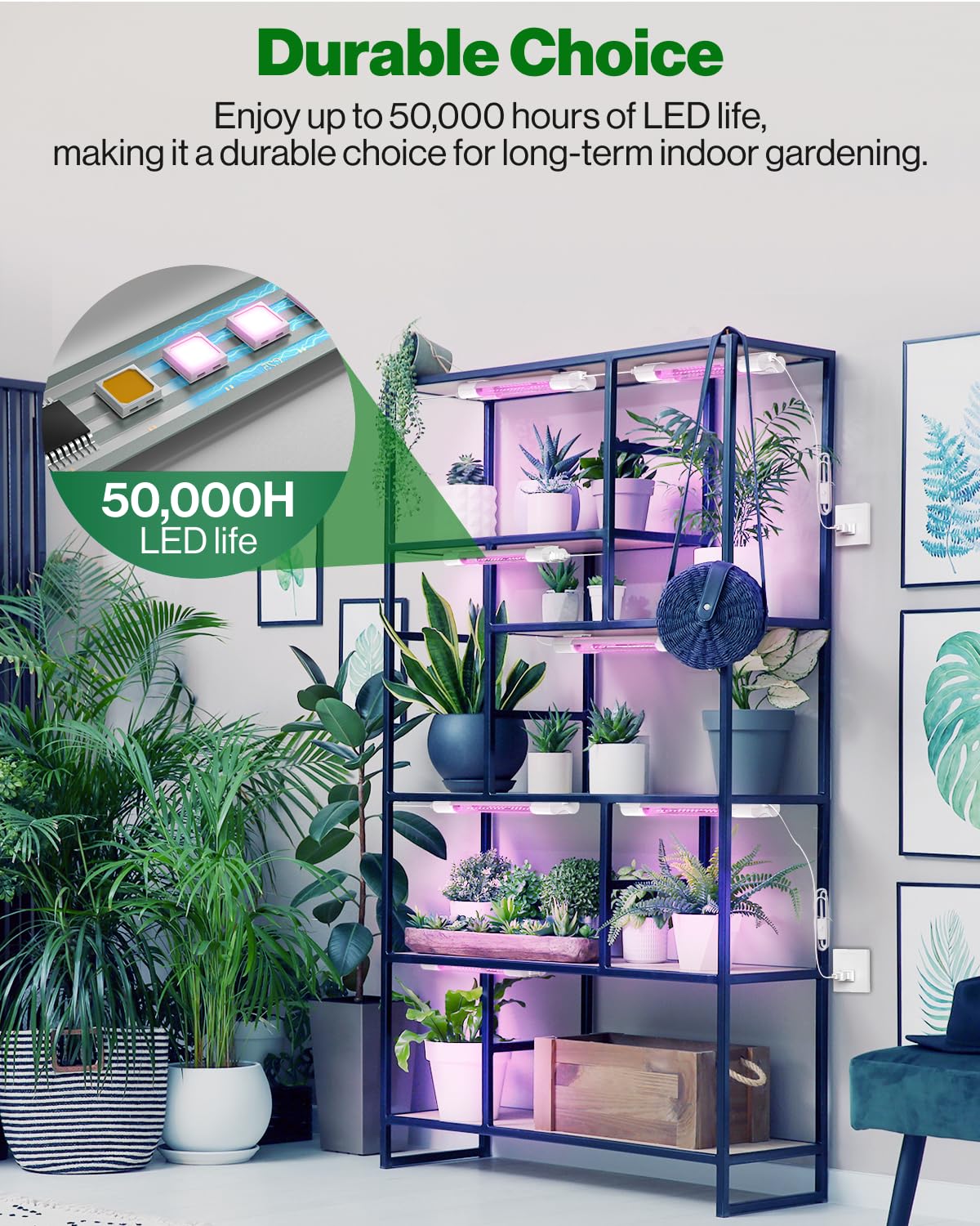 Skorter | Sunco 1Ft Full Spectrum Grow Light Led, 10W For Seed Starting & Indoor Plants, 2 Pack