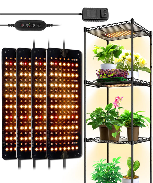 Skorter | Barrina 40W Ultra-Thin Led Grow Light Panel, Full Spectrum, 4-Pack With Timer & Dimmable Levels