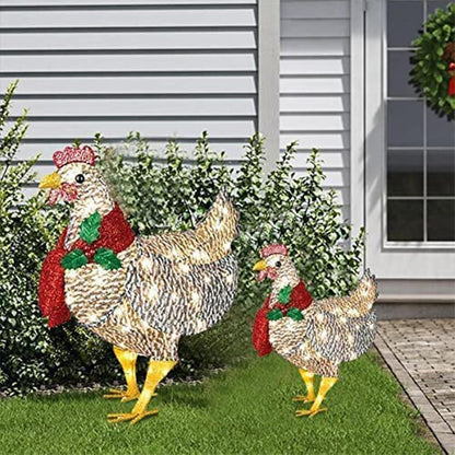 Skorter | WinterHen LED Chicken with Scarf – Illuminating Christmas Decoration for Indoor and Outdoor