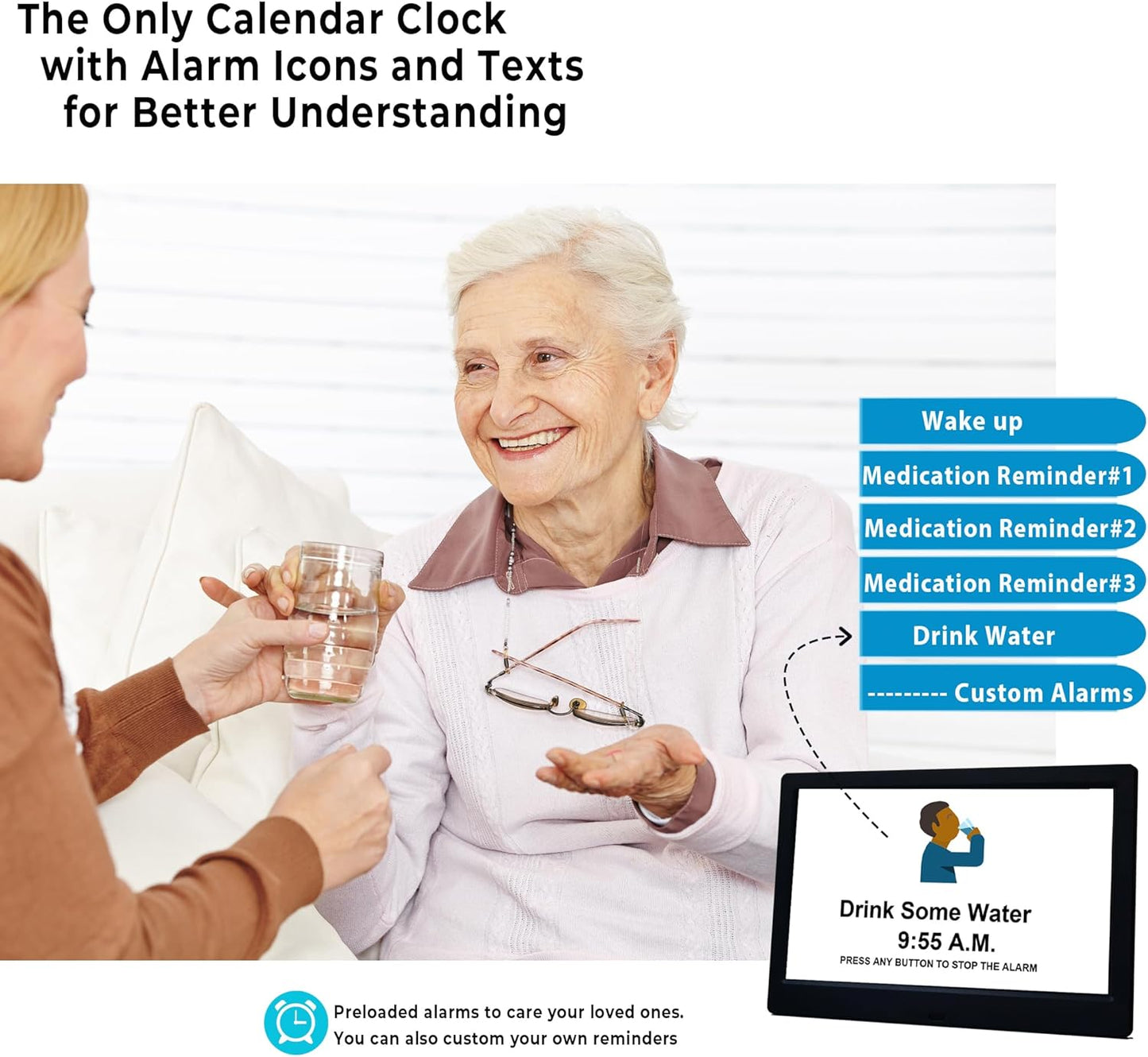 Skorter | 11.5-Inch Digital Calendar Day Clock with 19 Reminders – Claryon