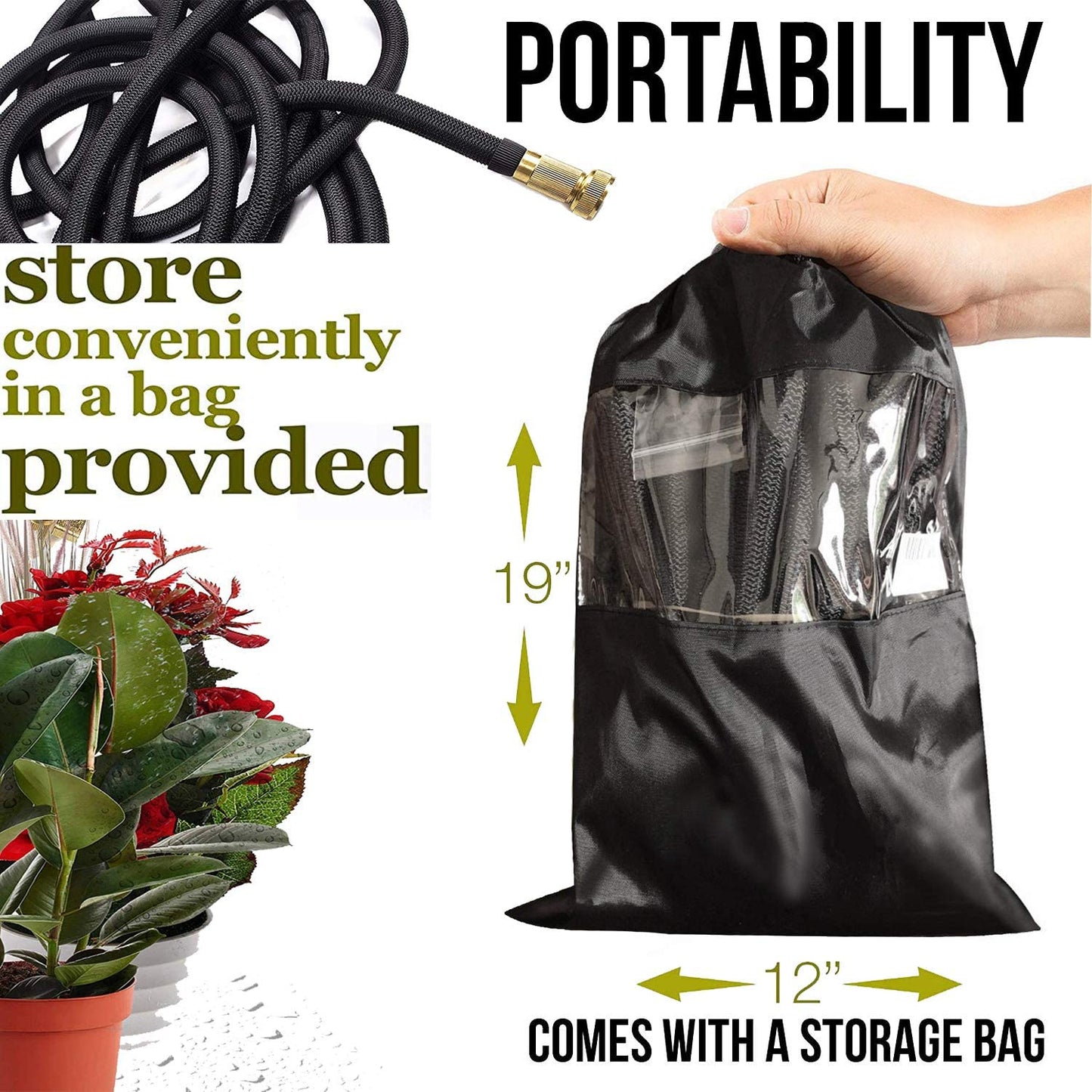 Skorter | AquaFlex Expandable Garden Hose – Lightweight, Flexible, Leakproof Water Hose with Brass Connectors