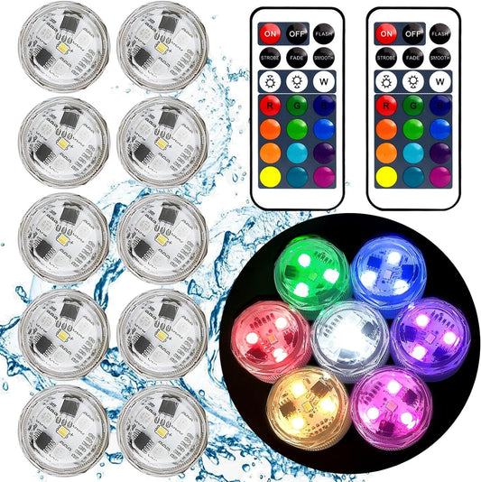 Skorter | Small submerged LED lamp with remote control, Mini LED lamp, Waterproof tea lamp, Underwater lamps, Flame-free lights, Suitable for vases, Aquariums, Hot tubs, Parties, Weddings, Halloween decorations