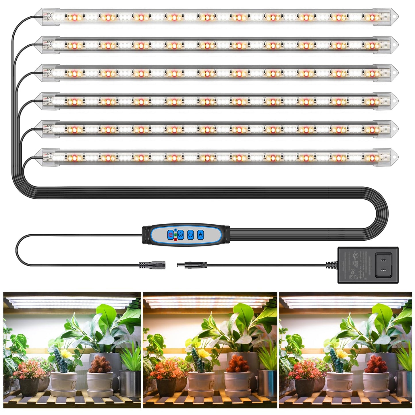 Skorter | Charcoal Led Plant Growth Light Pole, 36W 360 Leds Growth Light For Indoor Plants Full Spectrum With 6/12/16H Timer, 660Nm/3000K/6000K Sun-like Growth Lamp For Seed Starting Hydroponics Succulents