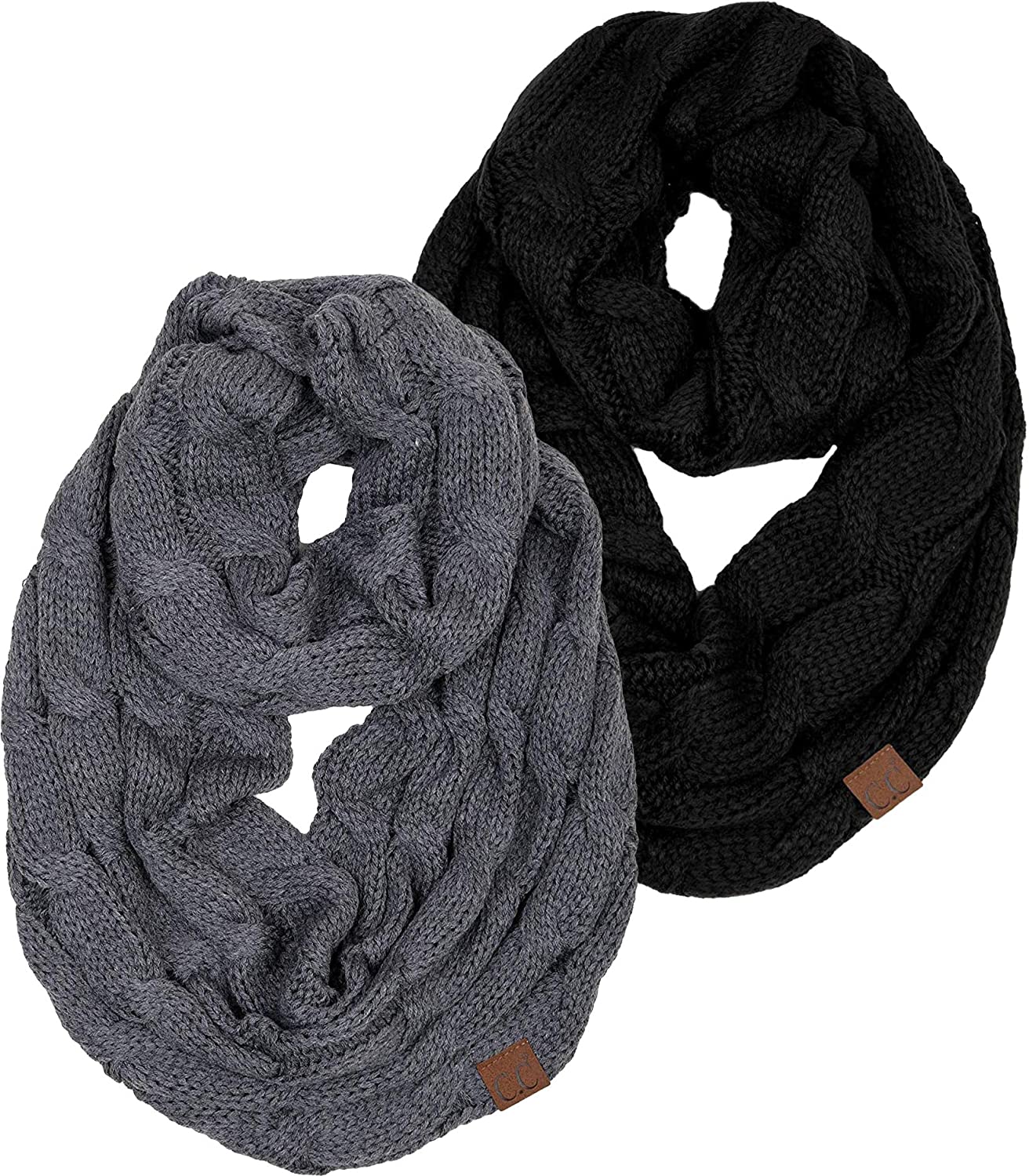 Skorter | Funky Junque’s Beanies Matching Ribbed Winter Warm Cable Knit Infinity Scarf