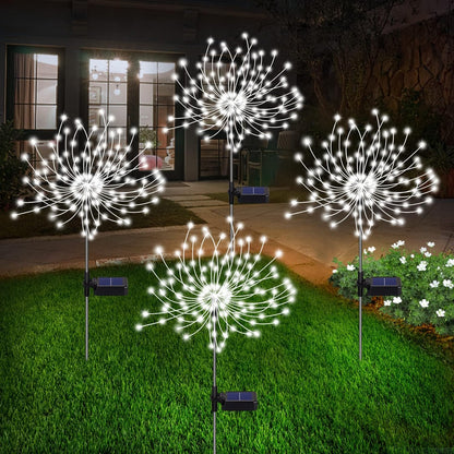 Skorter | 4 Piece Solar Firework Garden Lights - Weatherproof LED Decorative Lighting, Solar Energy for Garden and Patio