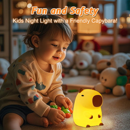 Skorter | Anywin Capybara Night Light - Cute Silicone Lamp With Rechargeable Timer & Dimmer For Kids And Gifts