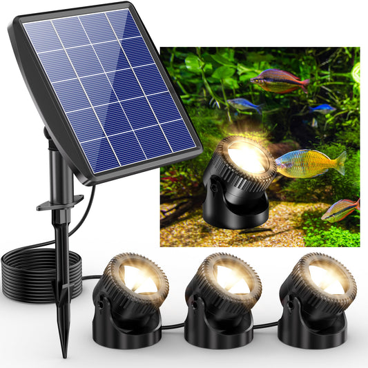 Skorter | Poposoap Sea Light, 3-in-1 Warm White Underwater Light, Ip68 Waterproof Led Landscape Spotlights For Sea, Garden, Terrace, Fountain, Pool, Waterfall Decoration (3 Head Lamp)