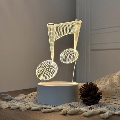 Skorter | LumiNote - Acrylic Music Note Night Light, 3D LED Frame, USB-Powered
