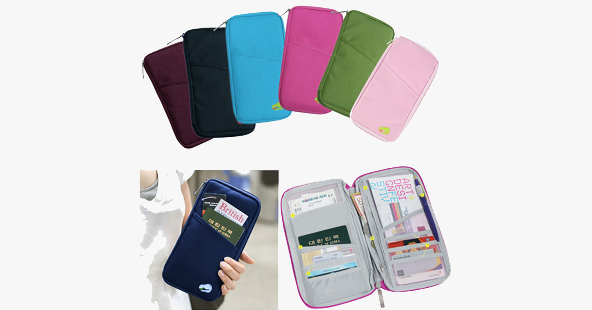 Skorter | Travel wallet with zipper - Classic design - Multicolor - Separate compartments for business cards