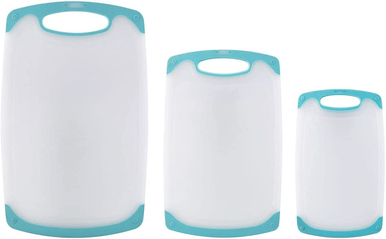 Skørter | Farberware Plastic Cutting Board with Non-Slip and Juice Grooves, 3-Piece, Maroon