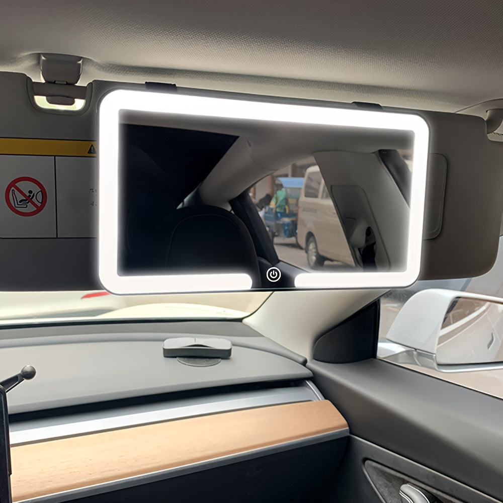 Skorter | Car Sunshade Makeup Mirror with 3 Light Modes – LED Adjustable, USB Charging Capability, Portable Design