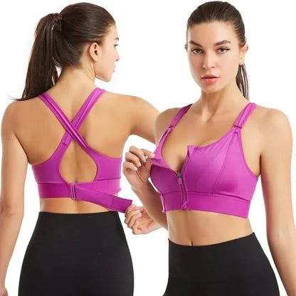 Skorter | Wireless Support Super Tight Impact Resistant Zip Sports Bra