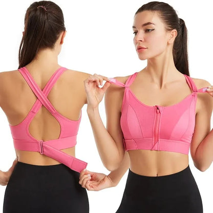 Skorter | Wireless Support Super Tight Impact Resistant Zip Sports Bra
