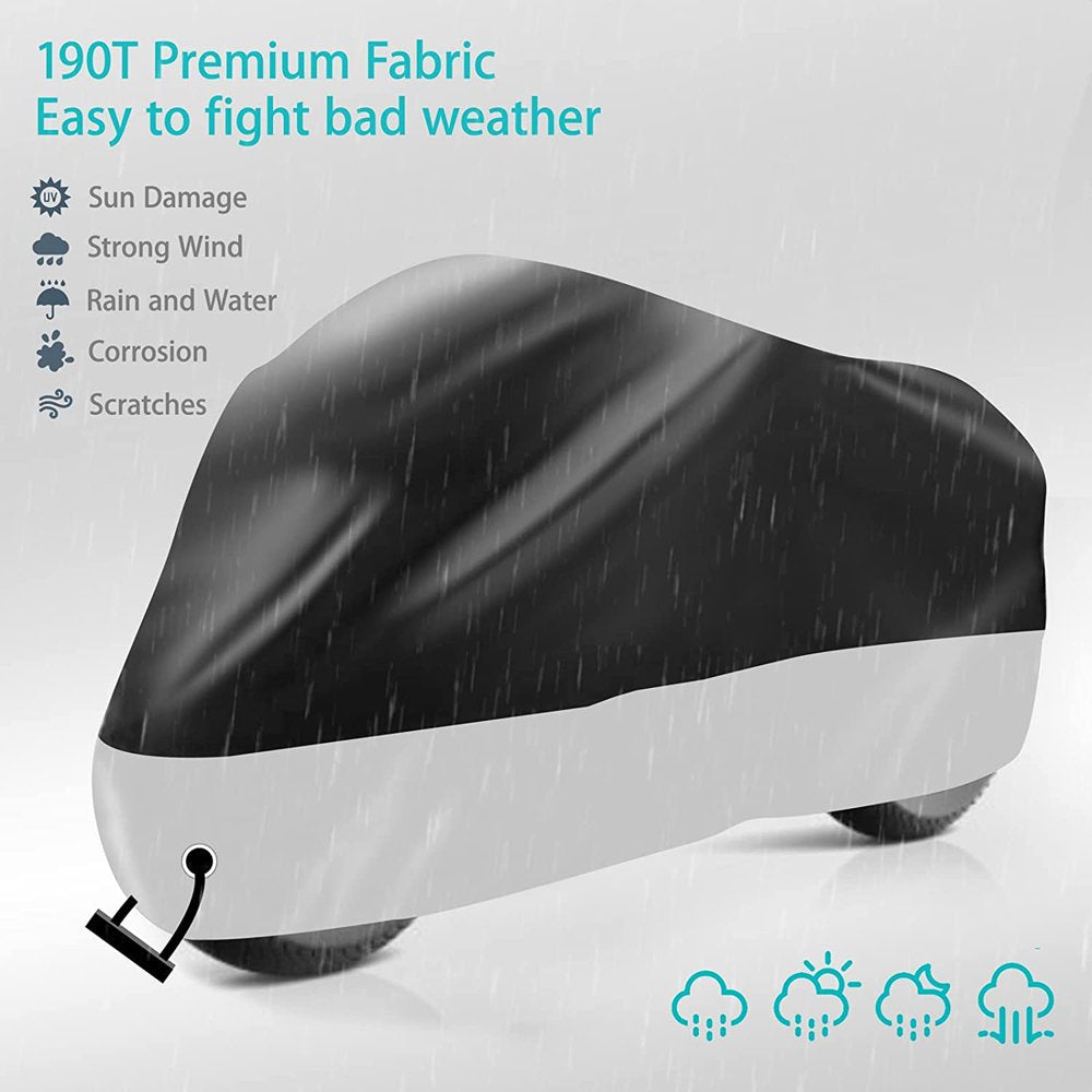 Skørter | XXL Motorcycle Cover Outdoor Waterproof, All-Year Motorcycle Sun Dust Cover - Black and Silver