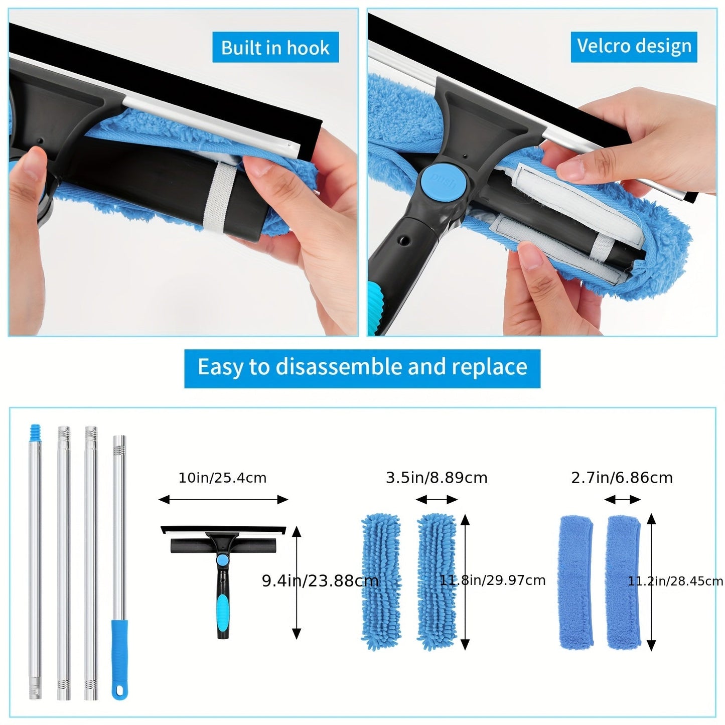 Skorter | Crystal Clear Window Cleaner – Professional 2-in-1 Telescopic Window and Glass Cleaning System