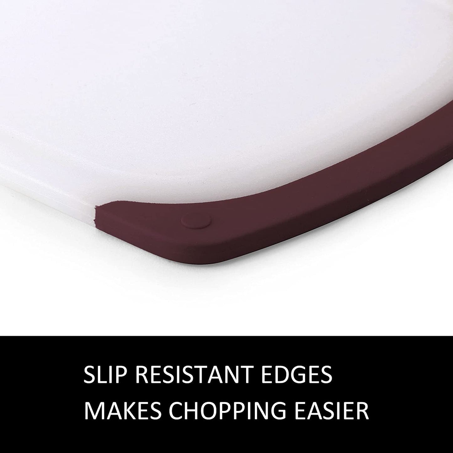Skørter | Farberware Plastic Cutting Board with Non-Slip and Juice Grooves, 3-Piece, Maroon