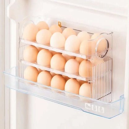 Skorter | Clear Egg Organizer – Space-Saving Rolling Fridge Storage