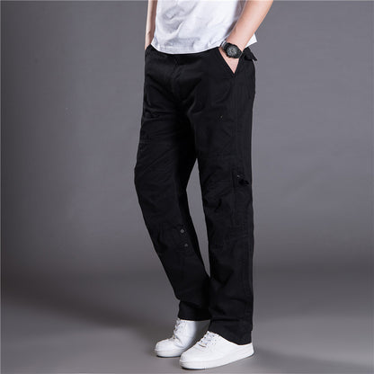 Herr cargobyxor med justerbar midja och multifunktionella fickor Skorter