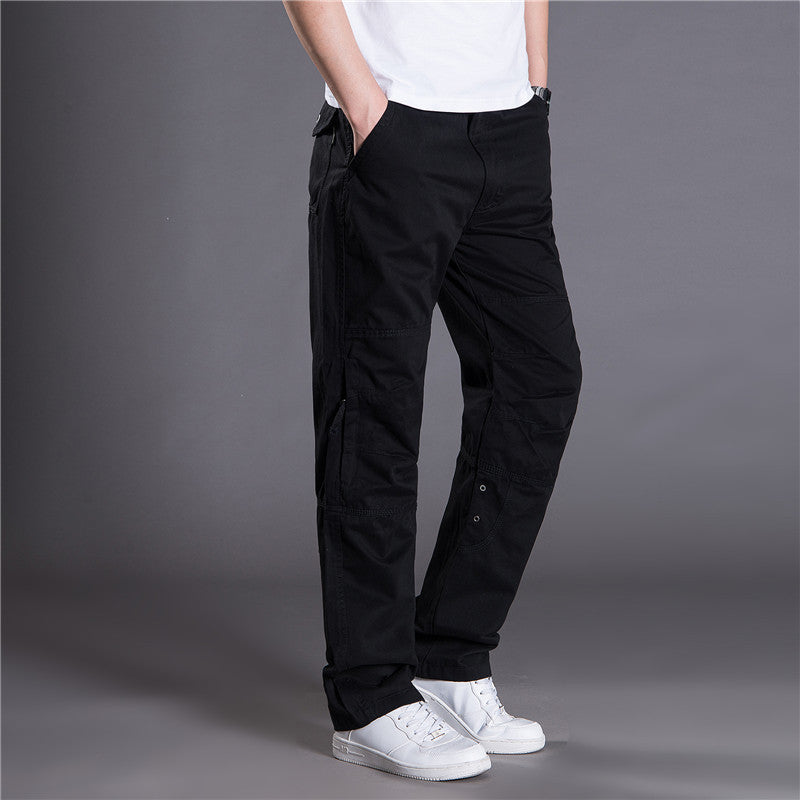 Herr cargobyxor med justerbar midja och multifunktionella fickor Skorter